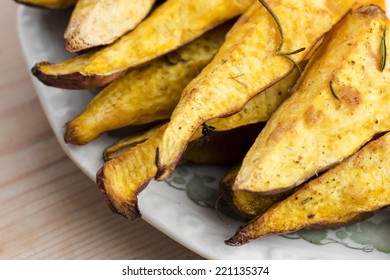 Portion Of Fresh Baked Sweet Potato Wedges