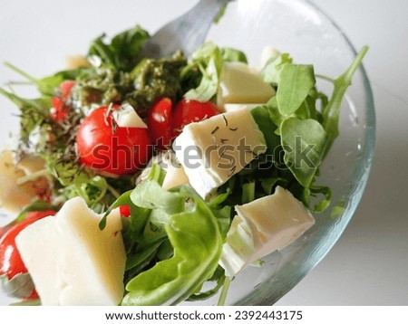 portion of fresh homemade salad with vegetables 