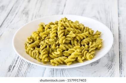 Portion Of Fusilli With Pesto