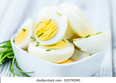 Portion of halved Eggs as detailed close-up shot (selective focus) - Powered by Shutterstock