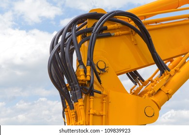 a portion of the hydraulic system of an excavator