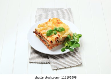 Portion Of Lasagna On A Plate
