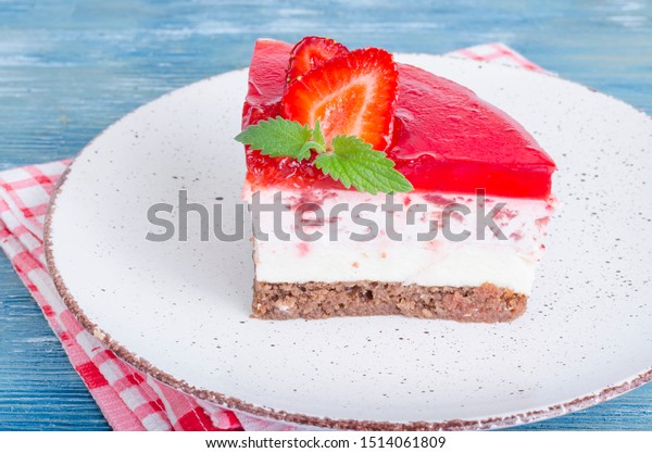 Portion Piece Cottage Cheese Cheesecake Fresh Stock Photo Edit