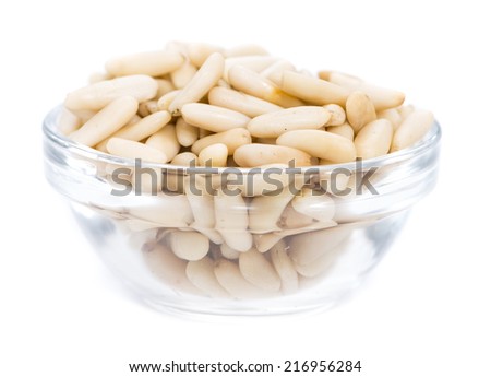 Portion of Pine Nuts isolated on pure white background