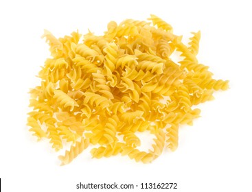 A Portion Of Rotini Corkscrew Pasta Isolated On White.