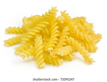 A Portion Of Rotini Corkscrew Pasta Isolated On White.