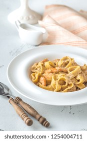 Portion Of Shrimp Alfredo Pasta