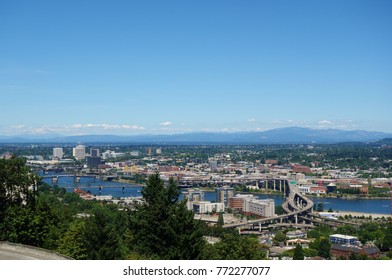 PORTLAND, OR -21 JUL 2017- Panoramic View Of Portland, Oregon From The Oregon Health & Science University (OHSU) Campus.