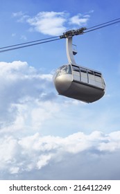 Portland Aerial Tram For Public Transportation To Oregon Health And Science University On A Cloudy Sky