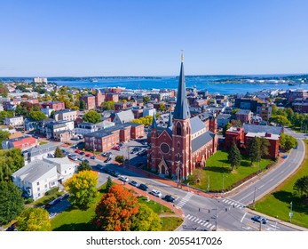 Portland Cathedral of the Immaculate Conception at 307 Congress Street in downtown Portland, Maine ME, USA.  - Shutterstock ID 2055417026