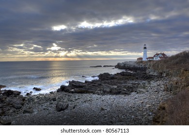 Portland Head light, lighthouse on the coast of Maine in South Portland