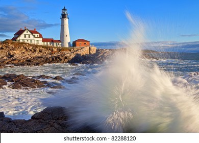 Portland Head Lighthouse Crashing Waves