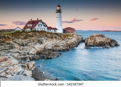 Portland lighthouse in the evening, Maine