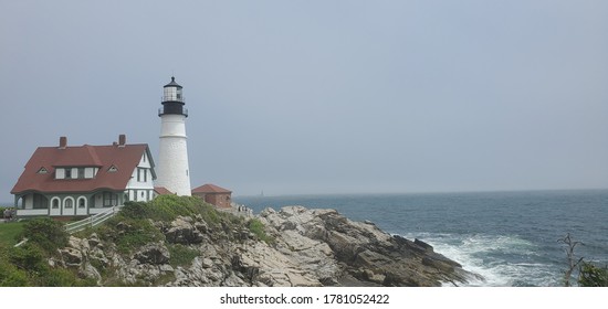 Portland Maine Coastline Near Lighthouse