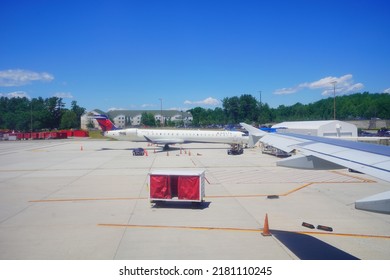 Portland, Maine, USA - 07 03 2022: The Portland International Jetport (PWM) Airport