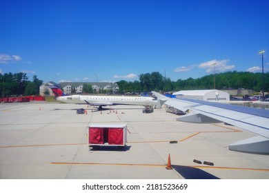 Portland, Maine, USA - 07 03 2022: The Portland International Jetport (PWM) Airport