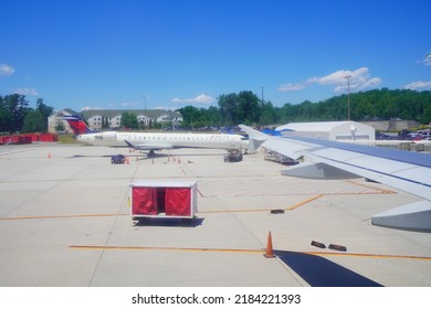 Portland, Maine, USA - 07 03 2022: The Portland International Jetport (PWM) Airport