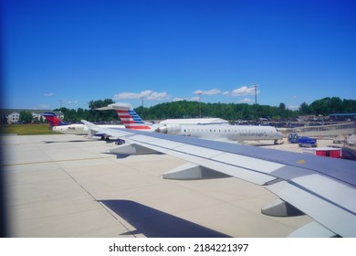 Portland, Maine, USA - 07 03 2022: The Portland International Jetport (PWM) Airport