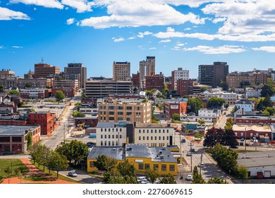 Portland, Maine, USA downtown cityscape in the afternoon.