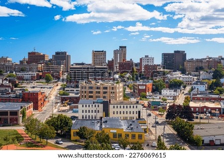 Portland, Maine, USA downtown cityscape in the afternoon.