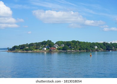 PORTLAND, ME -12 AUG 2020- View Of Islands In The Casco Bay, Portland, Maine, United States.