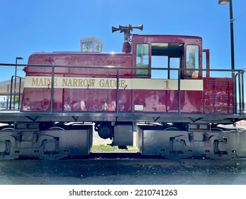 Portland, ME, USA, 9.1.22 - The Locomotive Of The Maine Narrow Gauge Railroad.