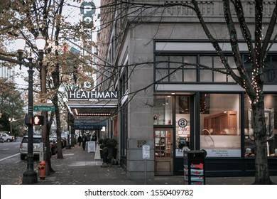 Portland, OR - Nov 3, 2019 : Building Of The Heathman Hotel In Downtown Portland, Oregon