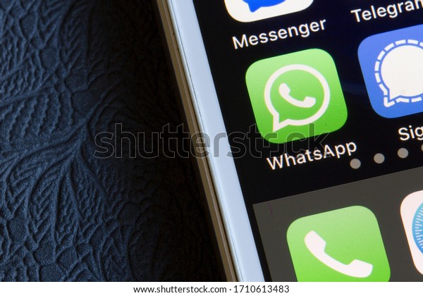 Portland or usa apr 17 2020 whatsapp mobile app icon is seen on 