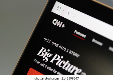 Portland, OR, USA - Apr 22, 2022: Webpage Of CNN Plus Is Seen On A MacBook Computer. CNN Plus Streaming Service Will Shut Down Weeks After Its Start.