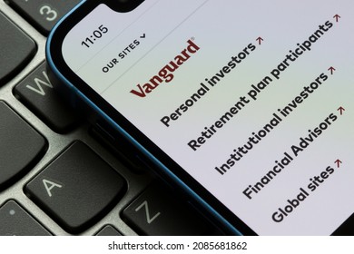 Portland, OR, USA - Dec 3, 2021: Homepage of the Vanguard website is seen on an iPhone. The Vanguard Group, Inc. is an American registered investment advisor based in Malvern, Pennsylvania.