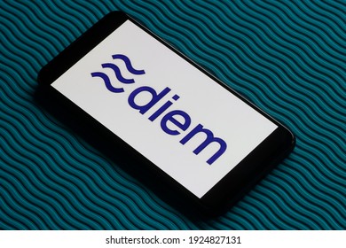 Portland, OR, USA - Feb 25, 2021: Formerly Named Libra, The Rebranded Diem Is Now Awaiting Regulatory Approval. Diem Is A Blockchain-based Payment System Proposed By Facebook, Inc.