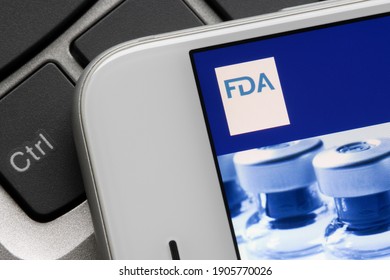 Portland, OR, USA - Jan 30, 2021: The FDA logo is seen on the official website of the United States Food and Drug Administration (FDA), a federal agency of the Department of Health and Human Services.