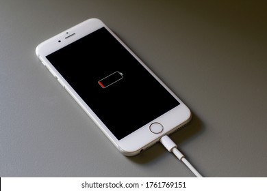 Portland, OR, USA - Jun 21, 2020: An IPhone 6 Is Charging.