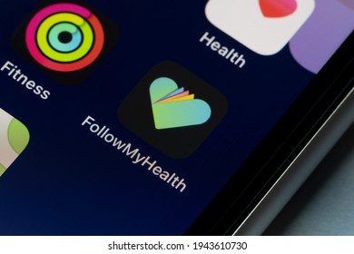 Portland, OR, USA - Mar 25, 2021: FollowMyHealth Mobile App Icon Is Seen On An IPhone. FollowMyHealth Is An Enterprise Patient Engagement Solution For Providers, Hospitals And Health Systems.