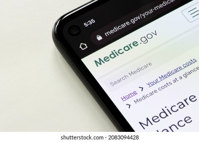 Portland, OR, USA - Nov 29, 2021: Closeup Of The Medicare Costs Page Seen On Medicare's Official Website. Medicare Is A National Health Insurance Program Administered By CMS.