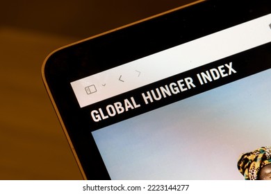 Portland, OR, USA - Nov 3, 2022: Website Homepage Of The Global Hunger Index (GHI), A Peer-reviewed Annual Report, Jointly Published By Concern Worldwide And Welthungerhilfe, Is Seen On A Computer.