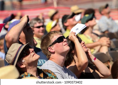 Portland, Oregon - 8/21/2011:  People In The Viewing Area At The Hillsboro Airport Wataching The Various Airplanes Perform At The Portland Air Show.