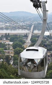 PORTLAND, OREGON - AUG 25: Portland Aerial Tram or Oregon Health & Science University Tram, on Aug 25, 2018. It is one of only 2 commuter aerial tramways in the US, the other being Roosevelt in NYC.