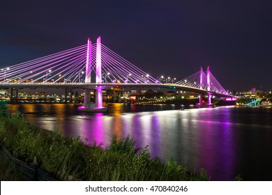 PORTLAND, OREGON - AUGUST 13, 2016 Tilikum Crossing Bridge Of The People At Night