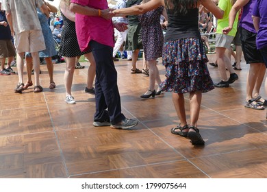 PORTLAND, OREGON - JUL 7, 2019 - Couples Dancing To Cajun Zydeco Music At The Waterfront Blues Festival, Portland, Oregon