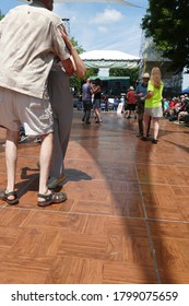 PORTLAND, OREGON - JUL 7, 2019 - Couples Dancing To Cajun Zydeco Music At The Waterfront Blues Festival, Portland, Oregon