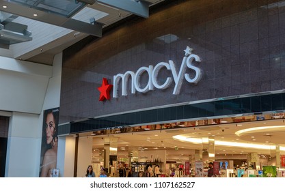 Portland, Oregon - May 21, 2018 : Macy's Department Store At Washington Square, Shopping Mall In Portland