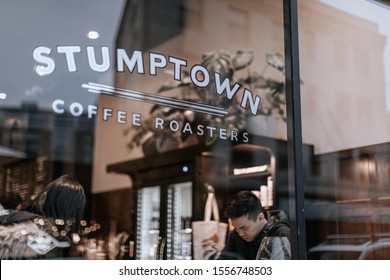 Portland, Oregon - Nov 10, 2019 : The Famous Stumptown Coffee Roasters In Downtown Portland