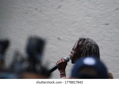 Portland, Oregon / United States - 7/17/2020: Portland City Commissioner Jo Ann Hardesty Attends A Portland Protest Advocating For Defunding The Police And Black Lives Matter