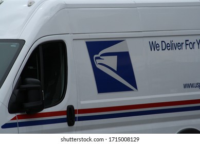 Portland, Oregon / United States - April 26, 2020: United States Postal Service (USPS) Mail Delivery.