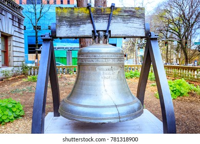 Portland, Oregon, United States - Dec 19, 2017 : Liberty Bell At Portland City Hall Garden