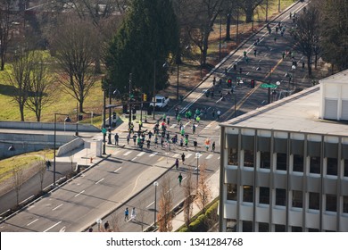 Portland, Oregon / United States - March 17 2019: Shamrock Run 