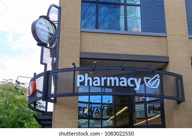 Portland, Oregon, USA - April 26, 2018 : Sign Of Safeway Pharmacy, American Supermarket Chain In Portland, Oregon