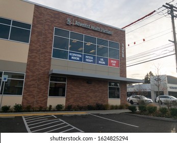 Portland, Oregon / USA - Circa 2019: Adventist Health Portland Hospital / Clinic Seen From Outside During Daytime.