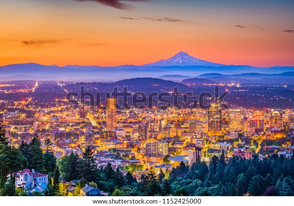 Portland Oregon Usa Downtown Skyline Mt Stock Photo 1152425000 ...